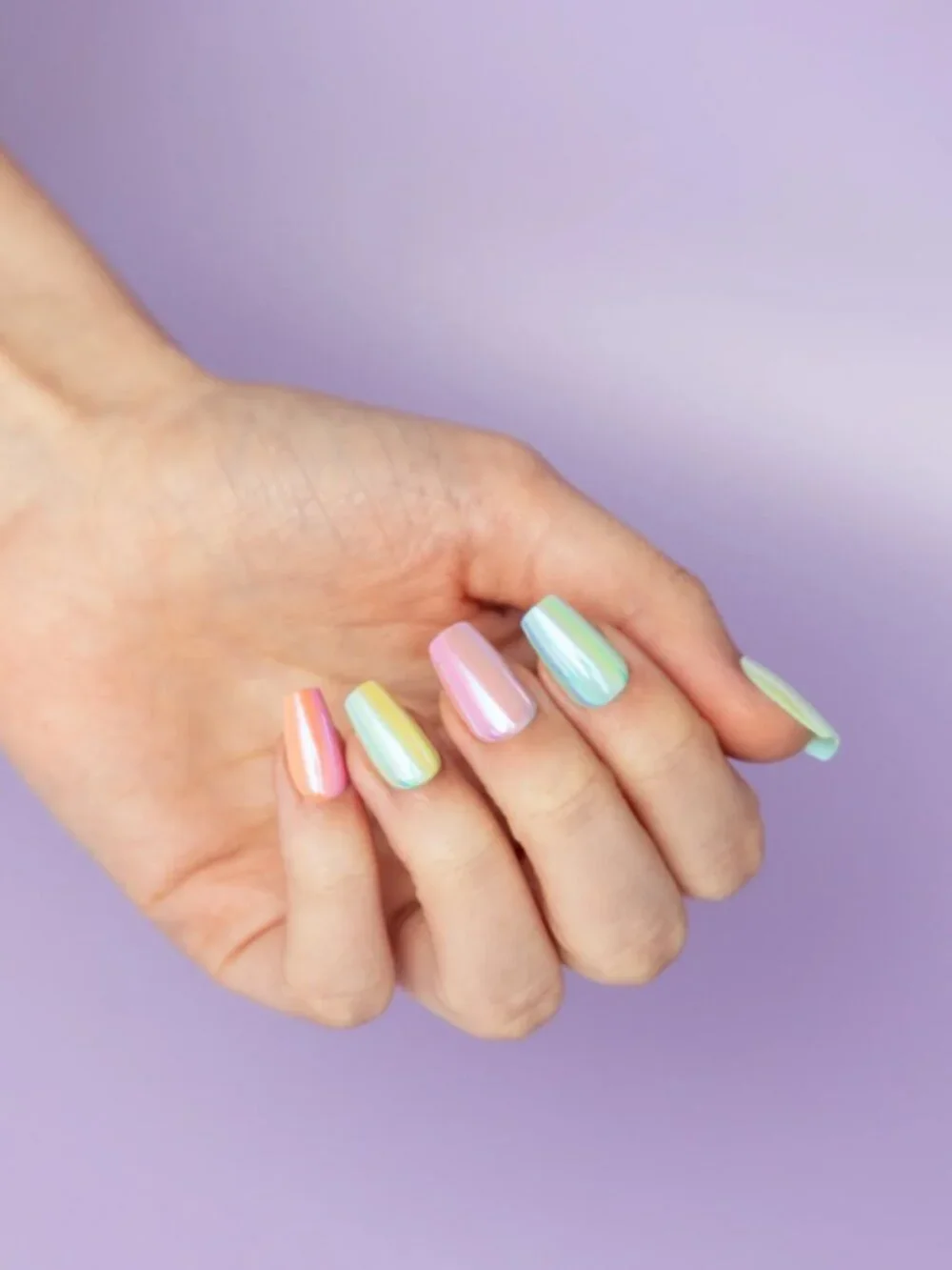 New Red Aspen Press On Nails Rainbow Multicolor Besties Alvina Medium Coffin